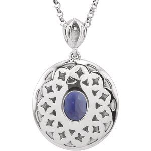 14K White Gold Natural Iolite & 1/8 CTW Natural Diamond 18" Necklace