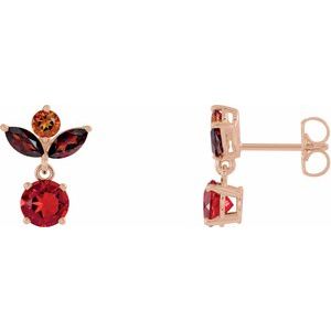 14K Rose Gold Multi-Gemstone Earrings