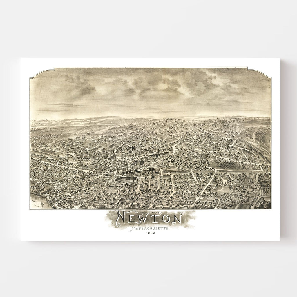 Vintage Map of Newton, Massachusetts 1897