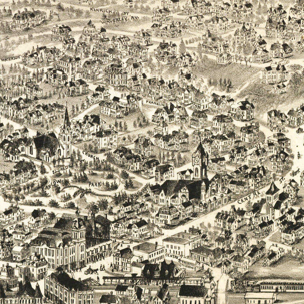 Vintage Map of Newton, Massachusetts 1897