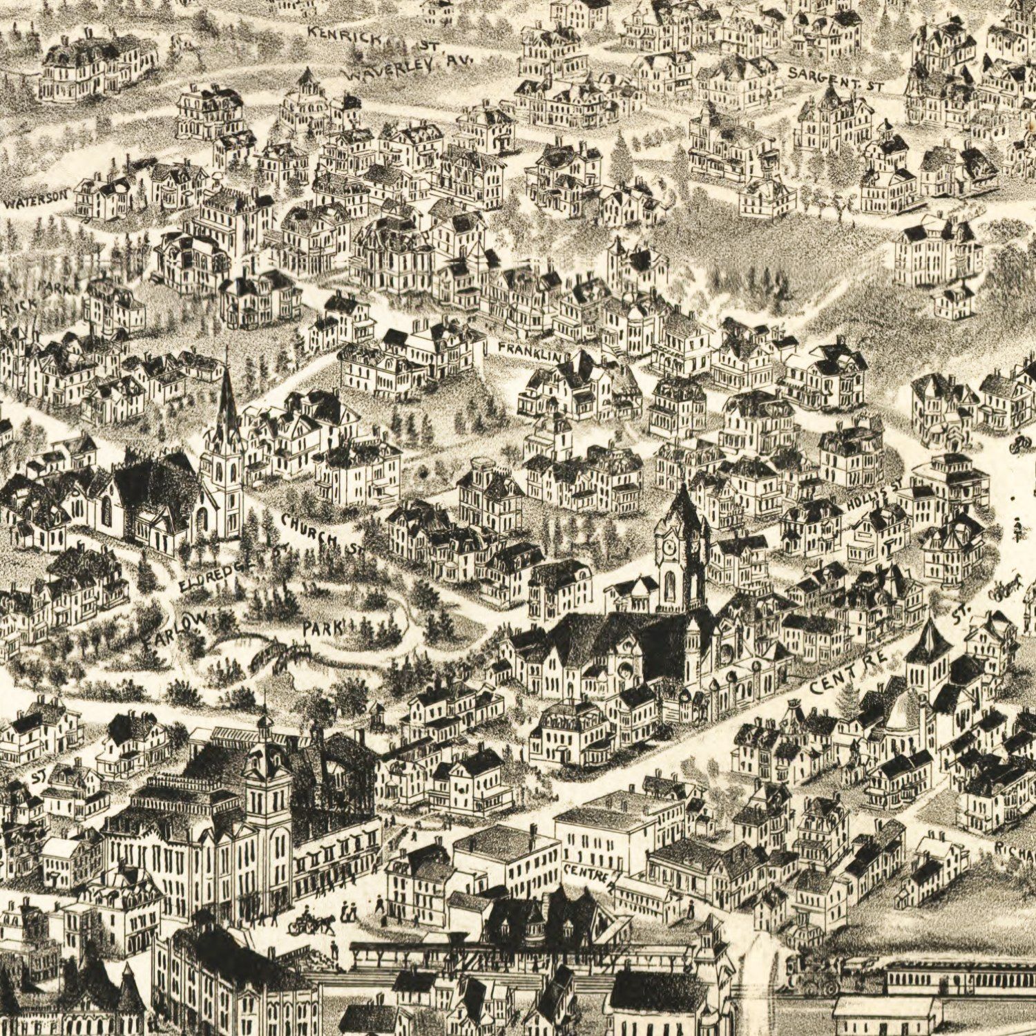 Vintage Map of Newton, Massachusetts 1897