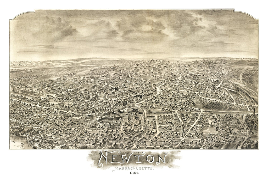 Vintage Map of Newton, Massachusetts 1897