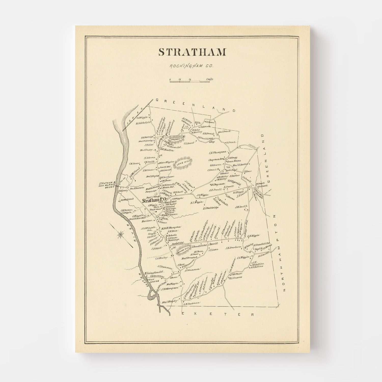 Vintage Map of Stratham, New Hampshire 1892