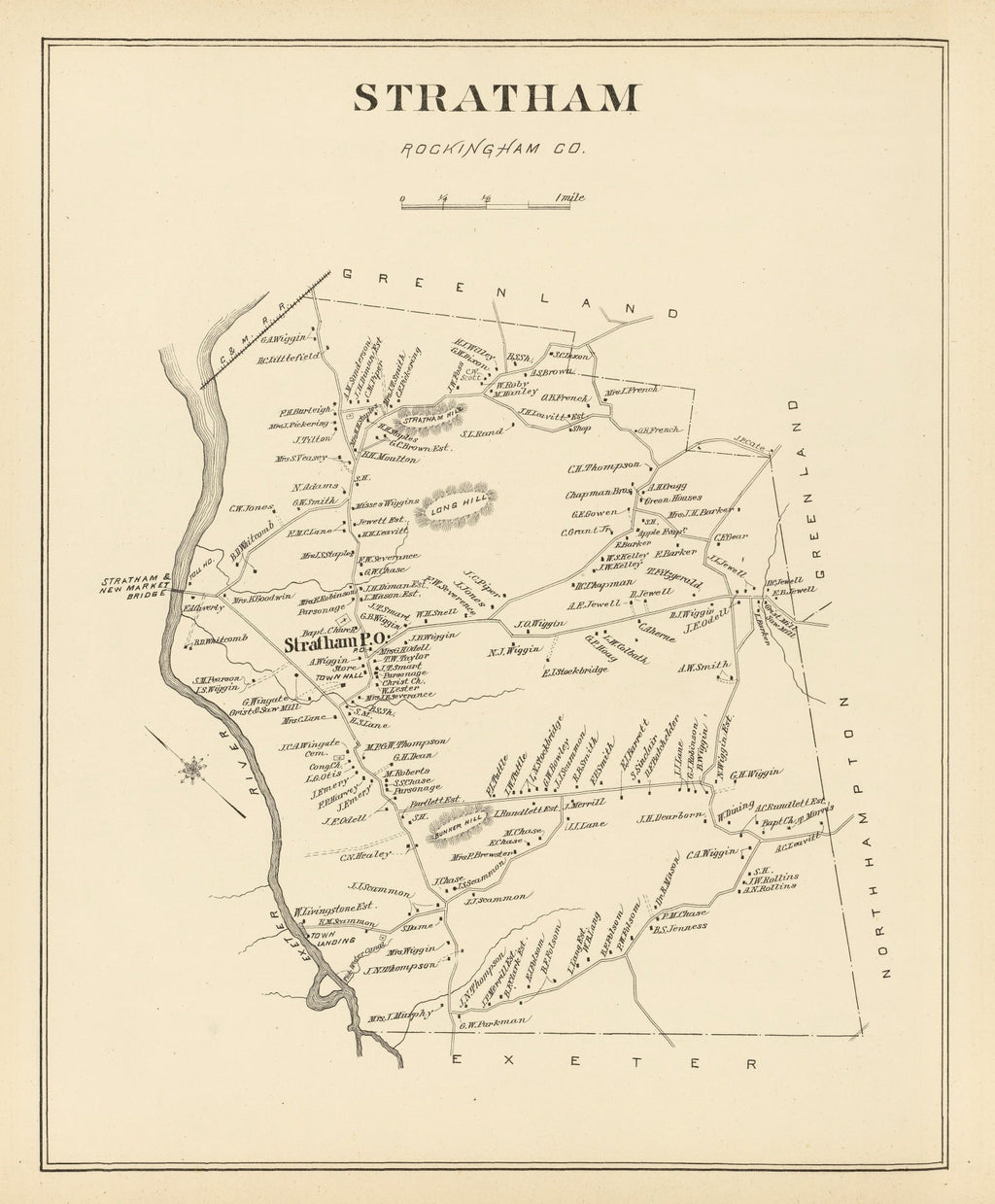 Vintage Map of Stratham, New Hampshire 1892