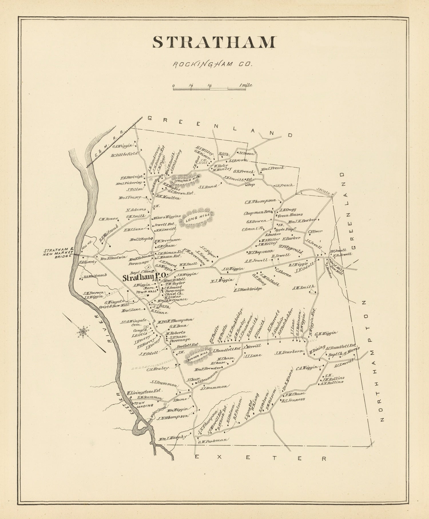 Vintage Map of Stratham, New Hampshire 1892
