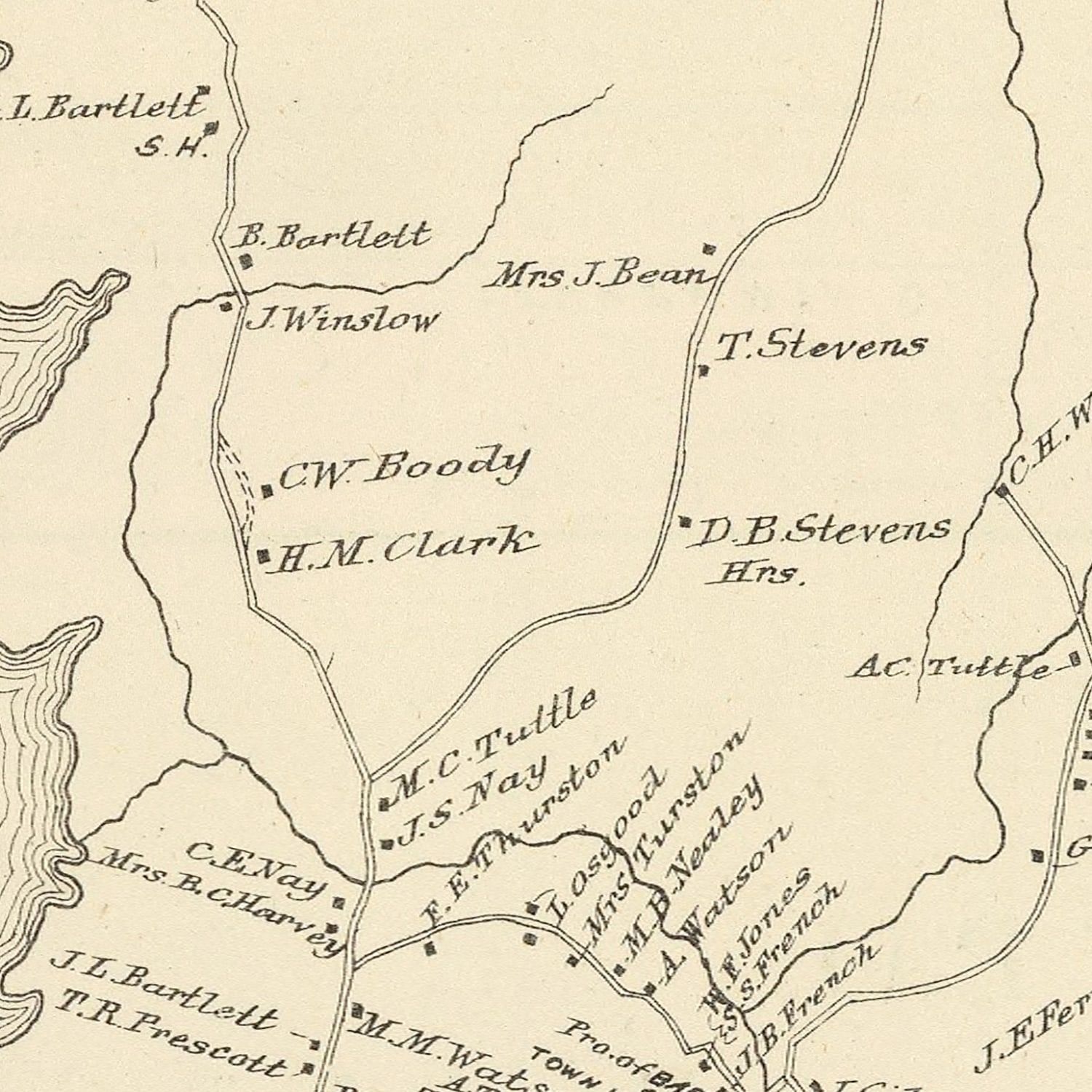 Vintage Map of Nottingham, New Hampshire 1892