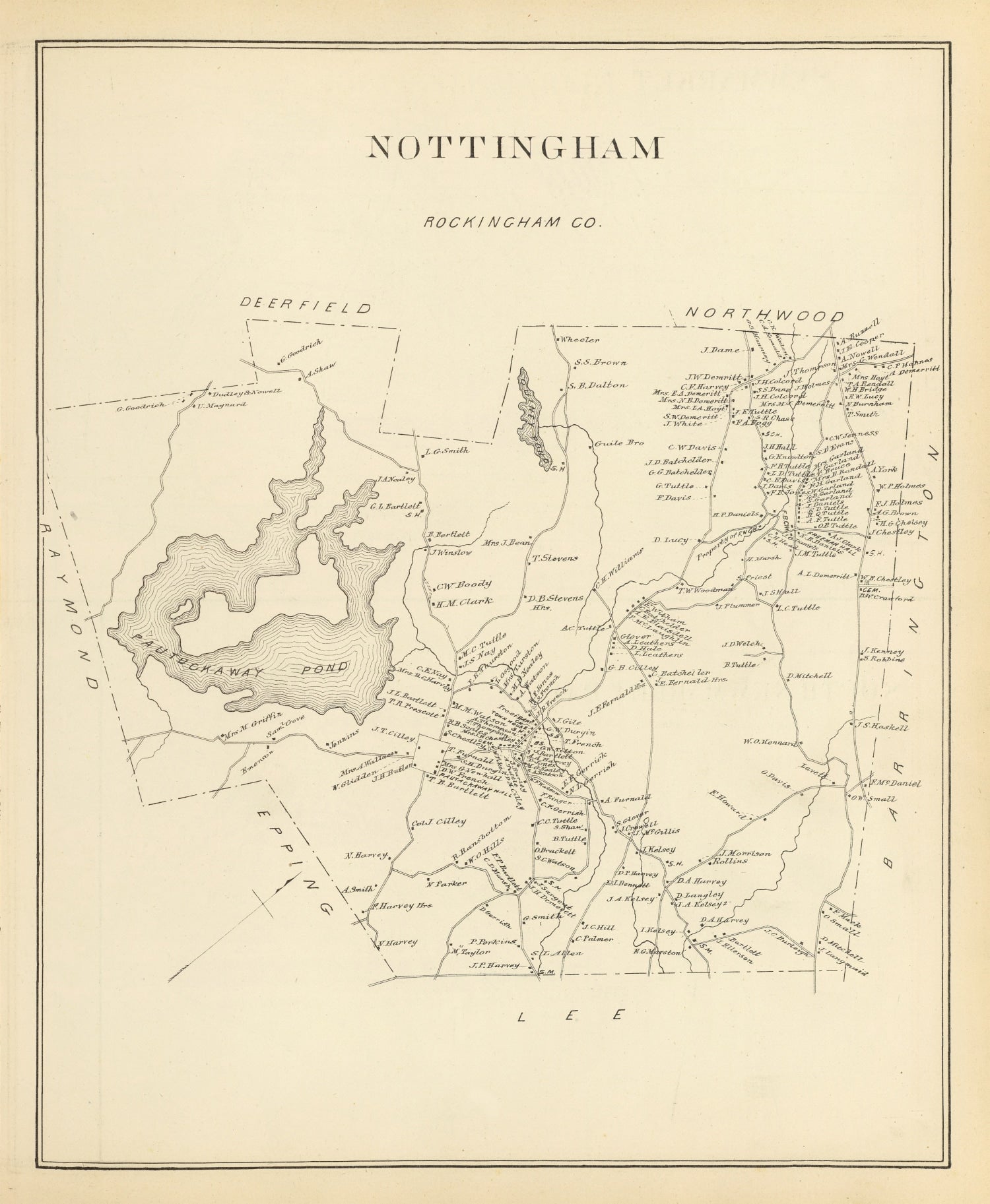 Vintage Map of Nottingham, New Hampshire 1892
