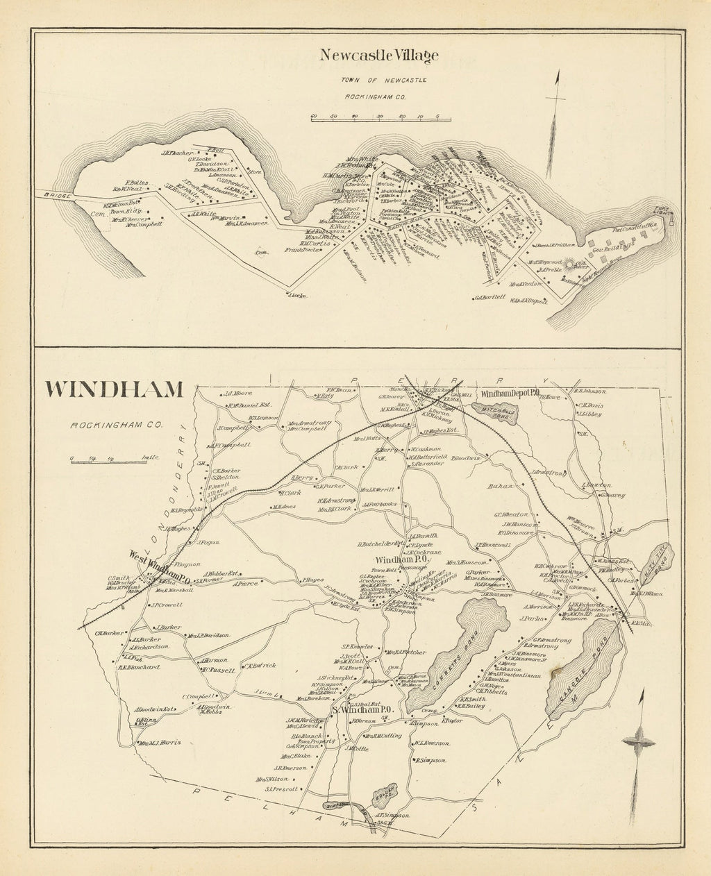 Vintage Map of New Castle, New Hampshire 1892