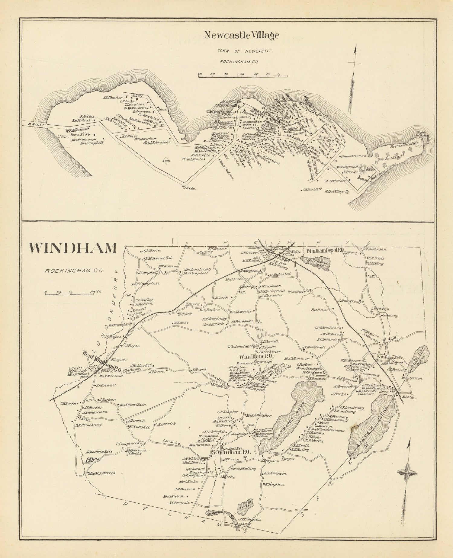 Vintage Map of New Castle, New Hampshire 1892