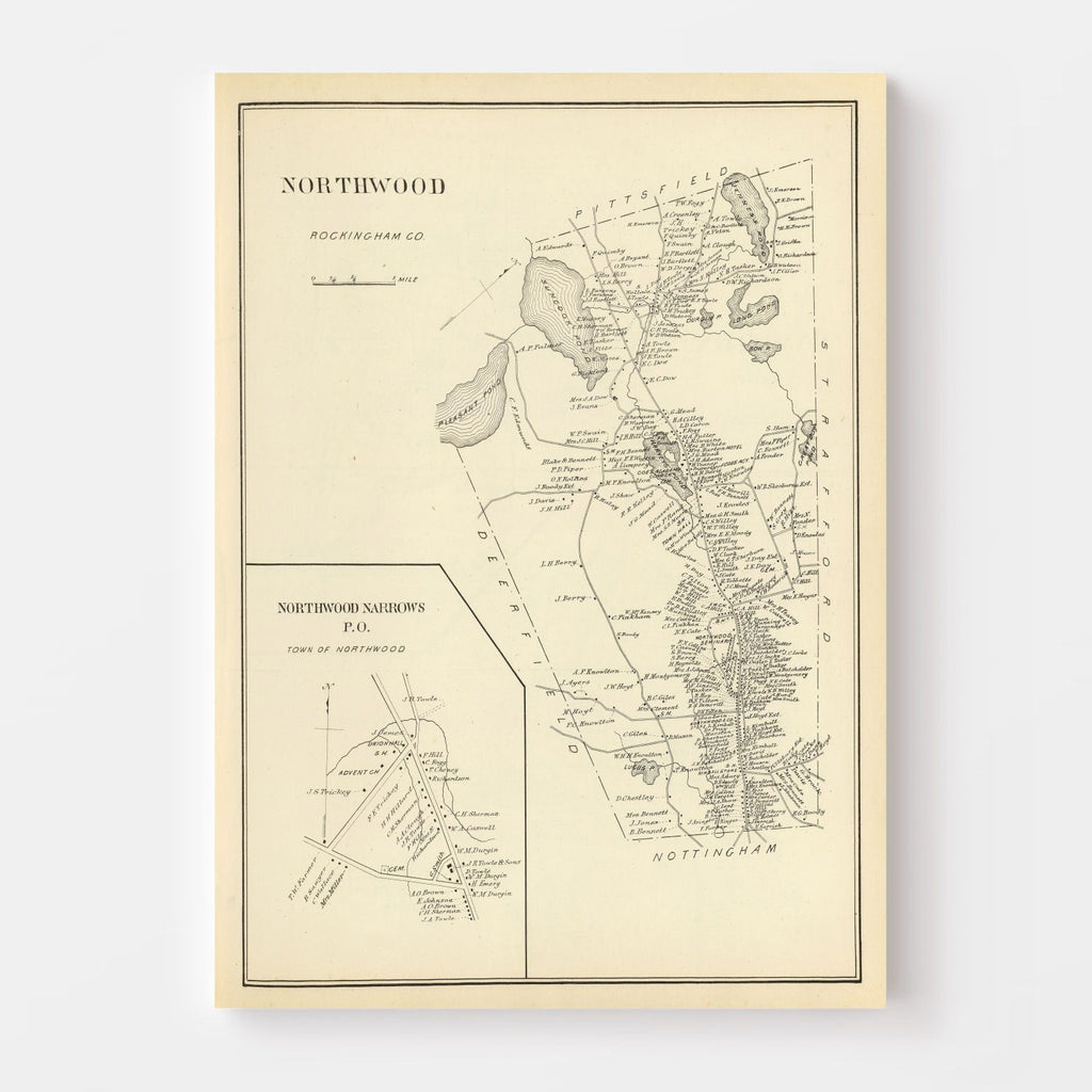 Vintage Map of Northwood, New Hampshire 1892
