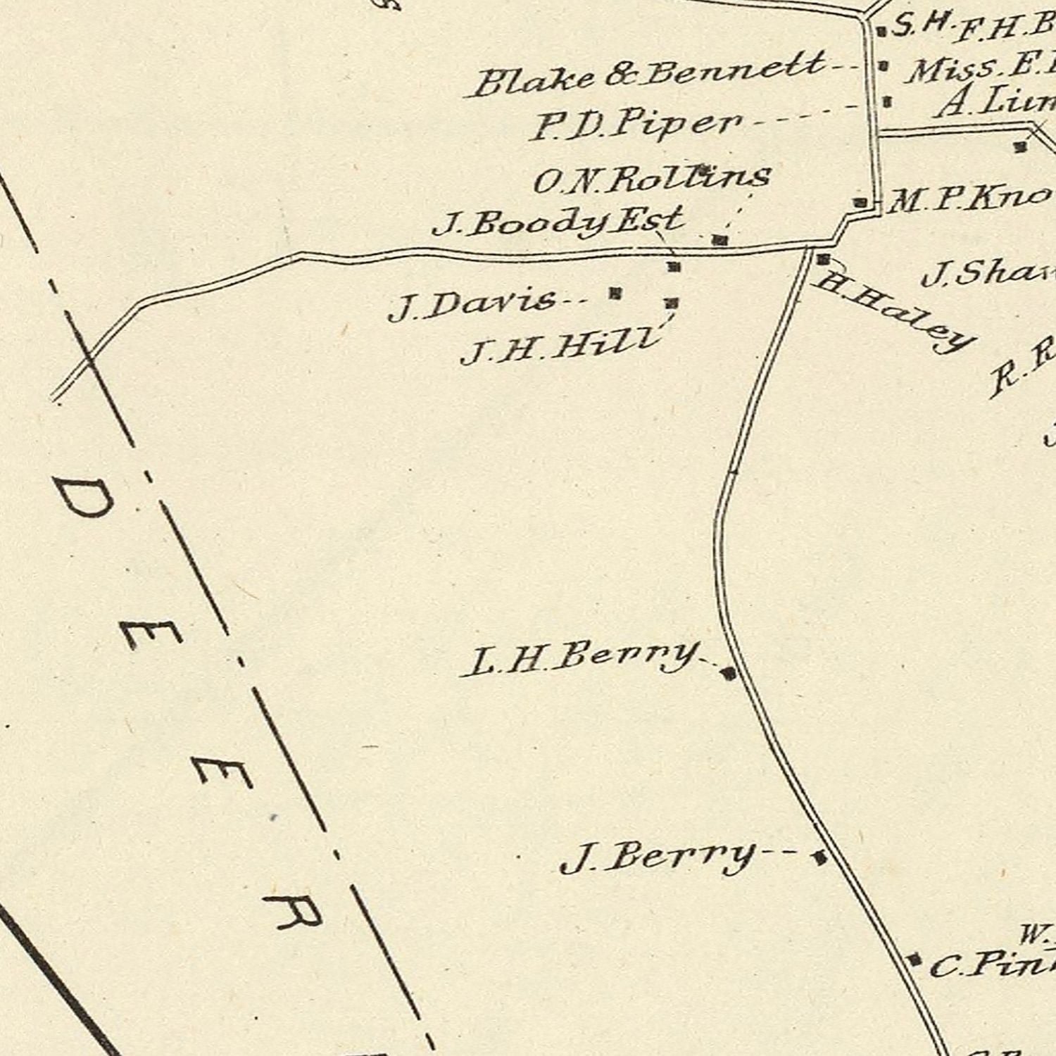 Vintage Map of Northwood, New Hampshire 1892