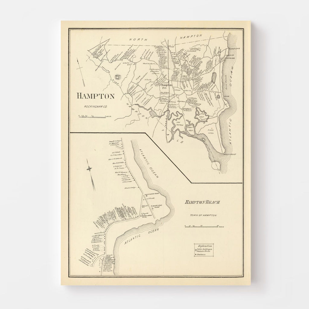 Vintage Map of Hampton, New Hampshire 1892