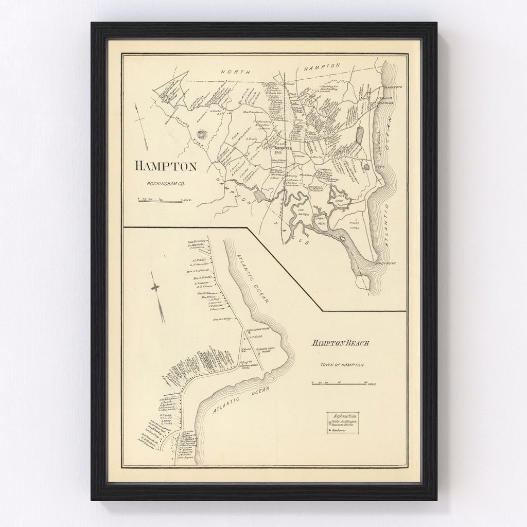 Vintage Map of Hampton, New Hampshire 1892