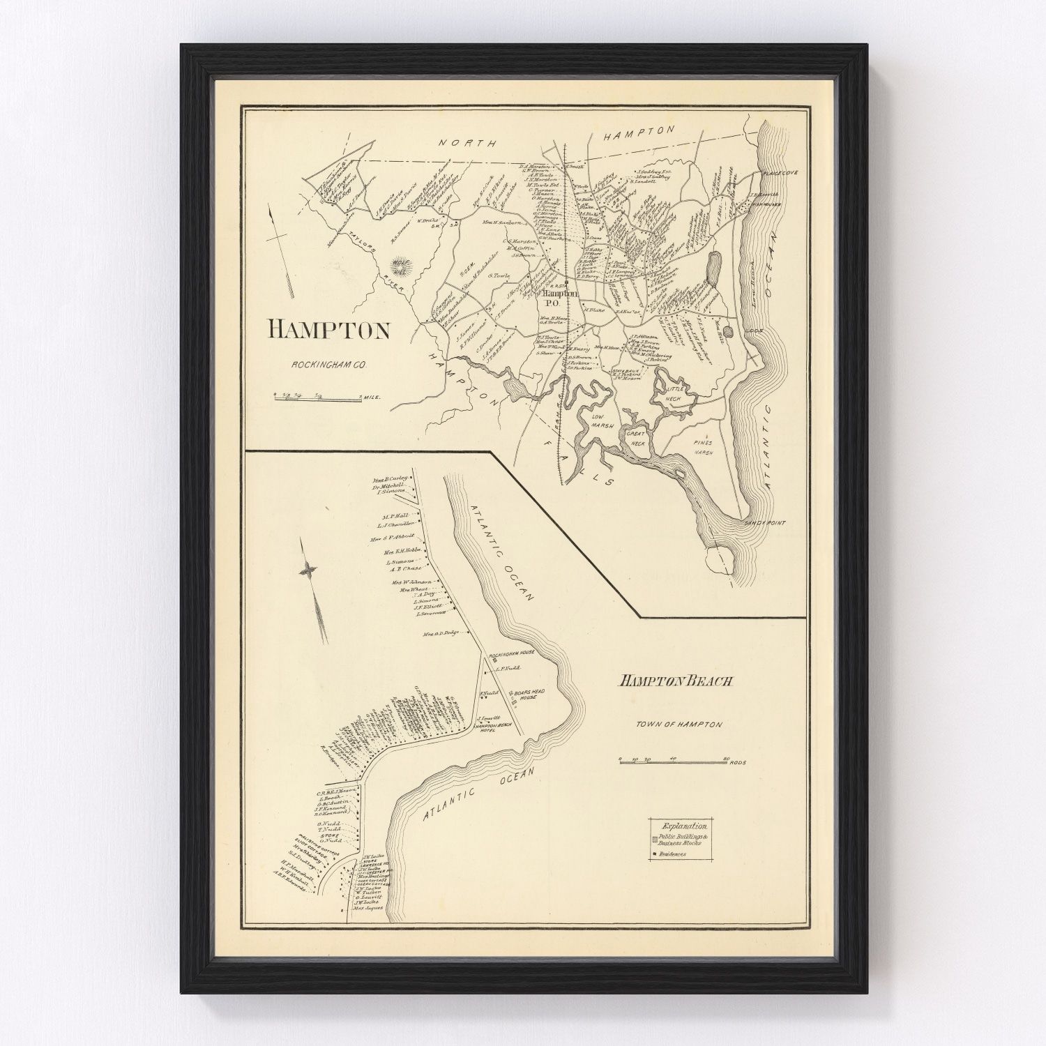 Vintage Map of Hampton, New Hampshire 1892