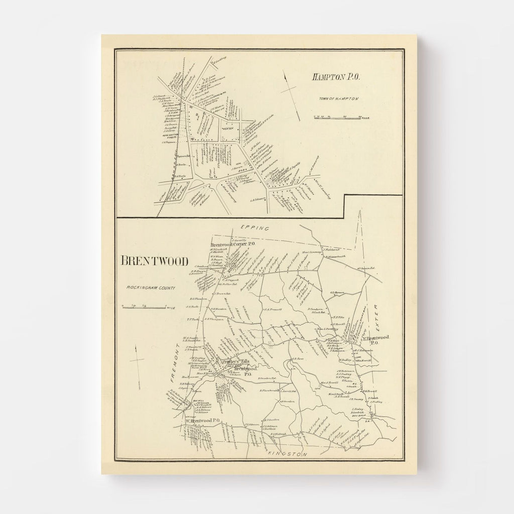 Vintage Map of Brentwood, New Hampshire 1892