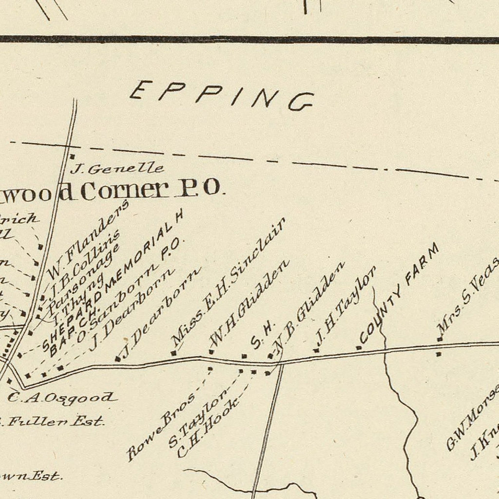 Vintage Map of Brentwood, New Hampshire 1892