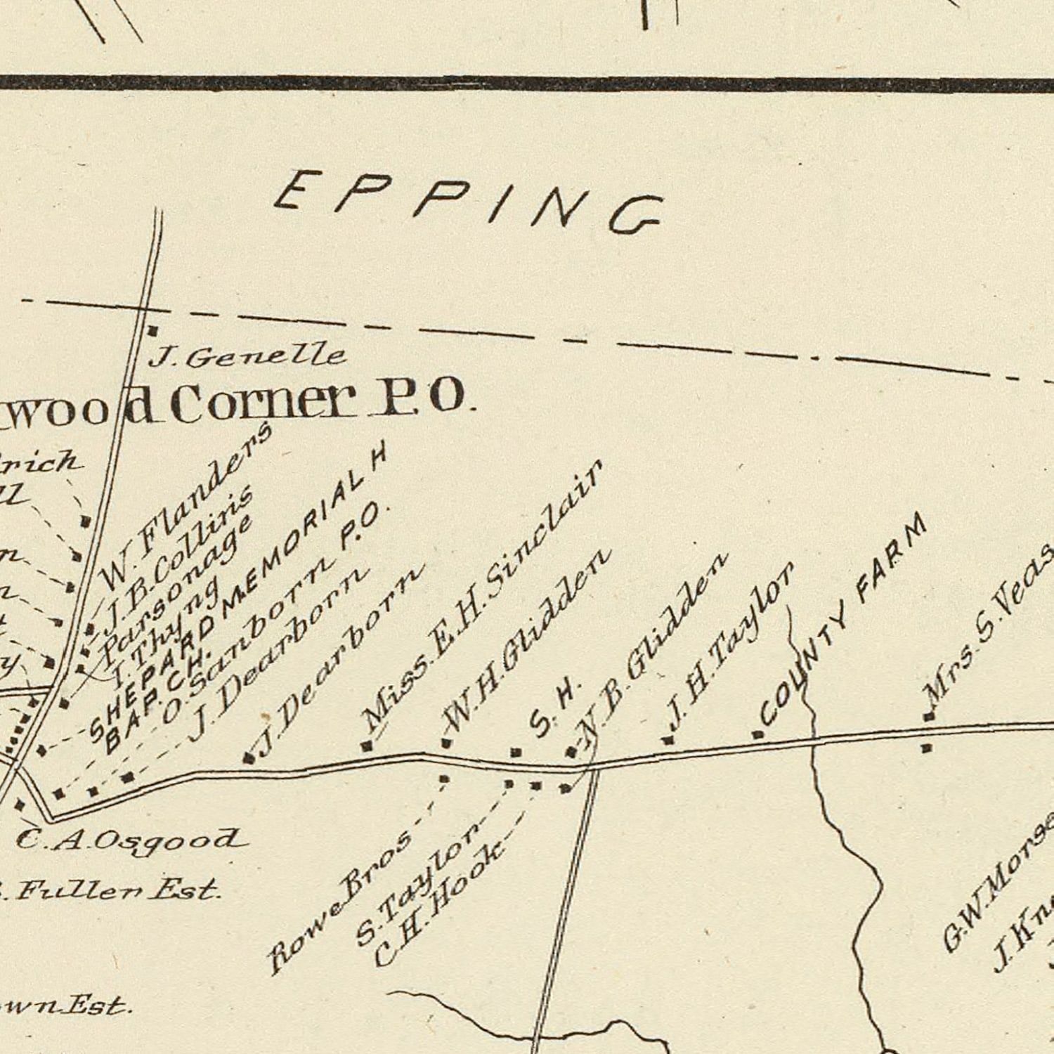 Vintage Map of Brentwood, New Hampshire 1892