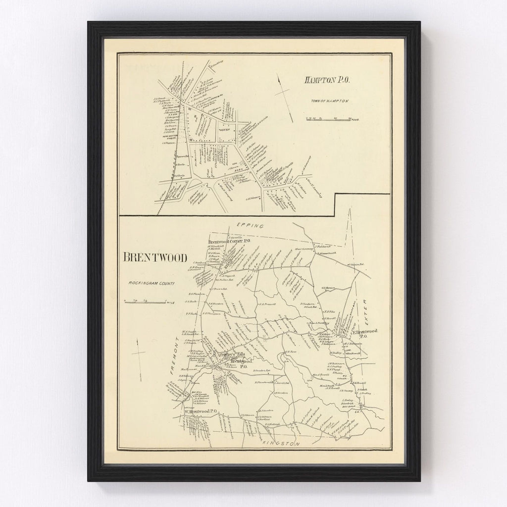 Vintage Map of Brentwood, New Hampshire 1892