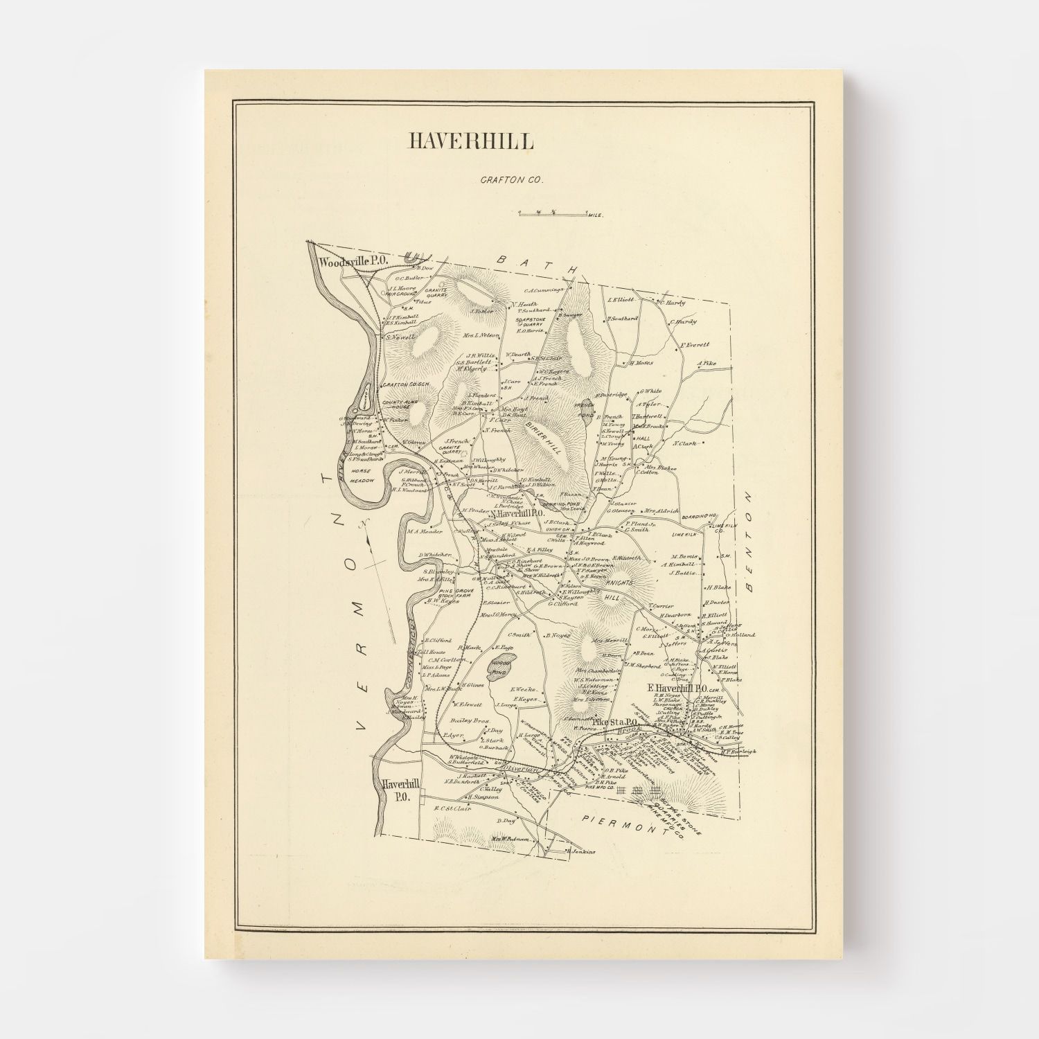 Vintage Map of Haverhill, New Hampshire 1892