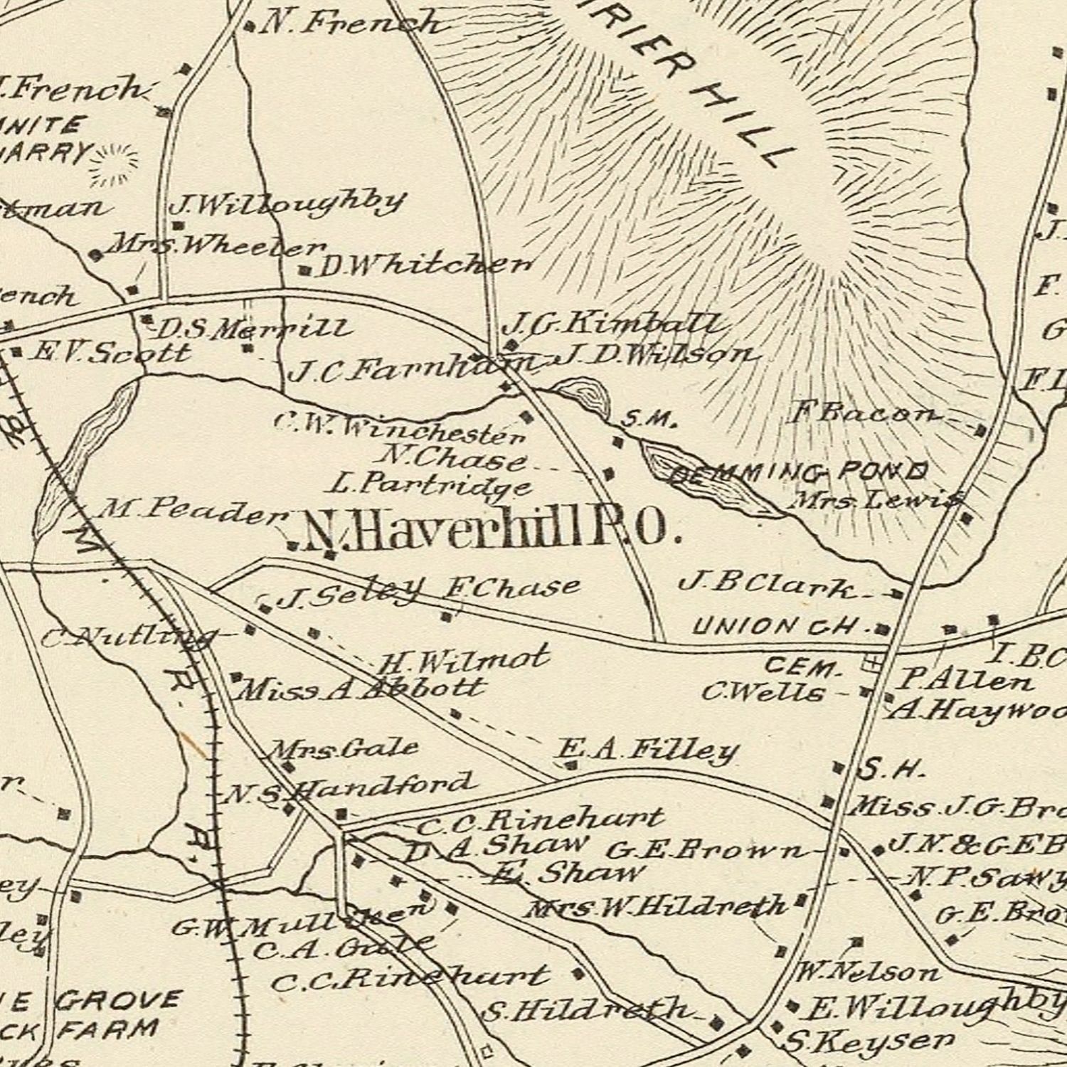 Vintage Map of Haverhill, New Hampshire 1892