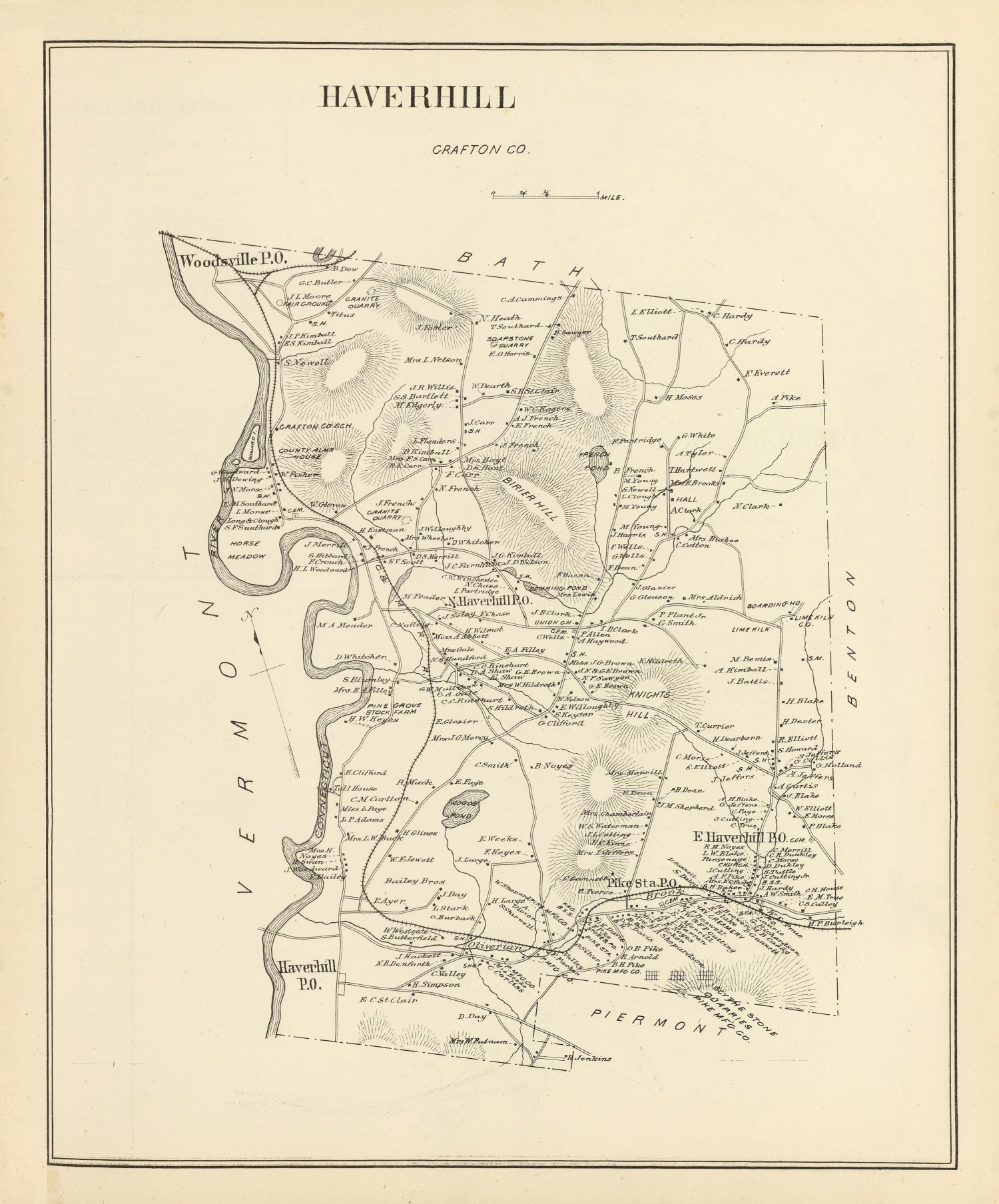 Vintage Map of Haverhill, New Hampshire 1892