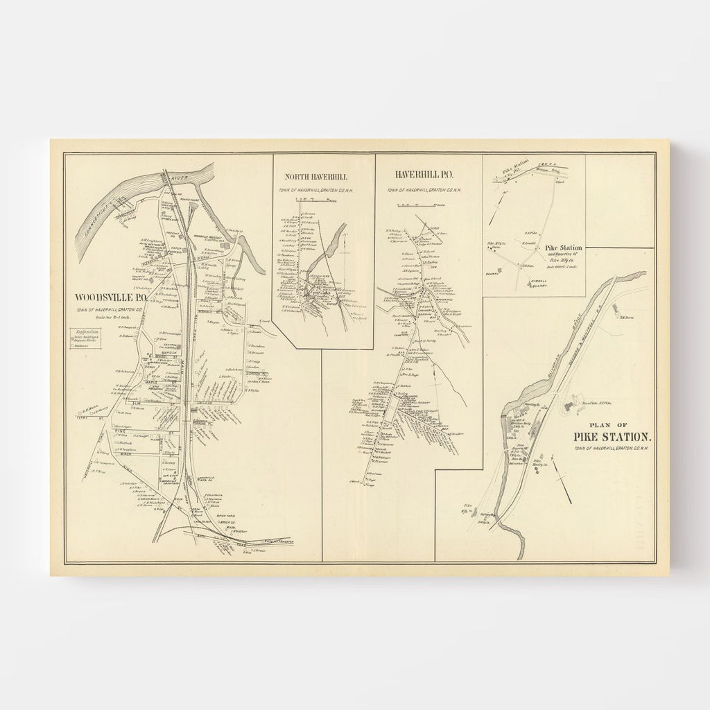 Vintage Map of Haverhill, New Hampshire 1892