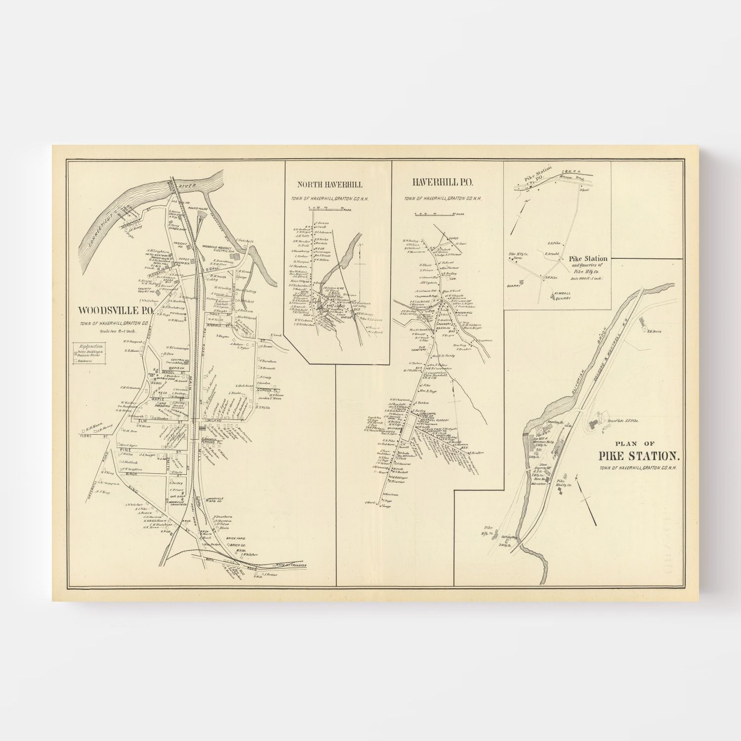 Vintage Map of Haverhill, New Hampshire 1892