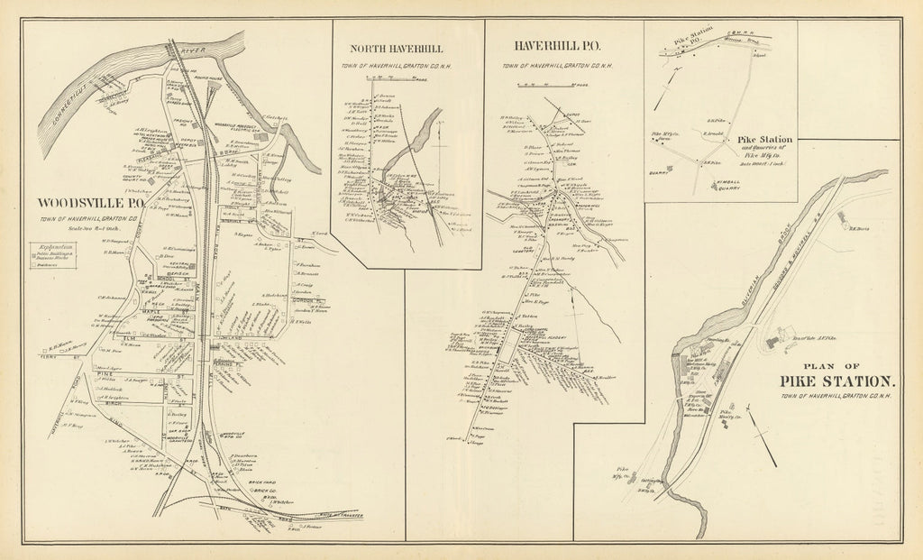 Vintage Map of Haverhill, New Hampshire 1892
