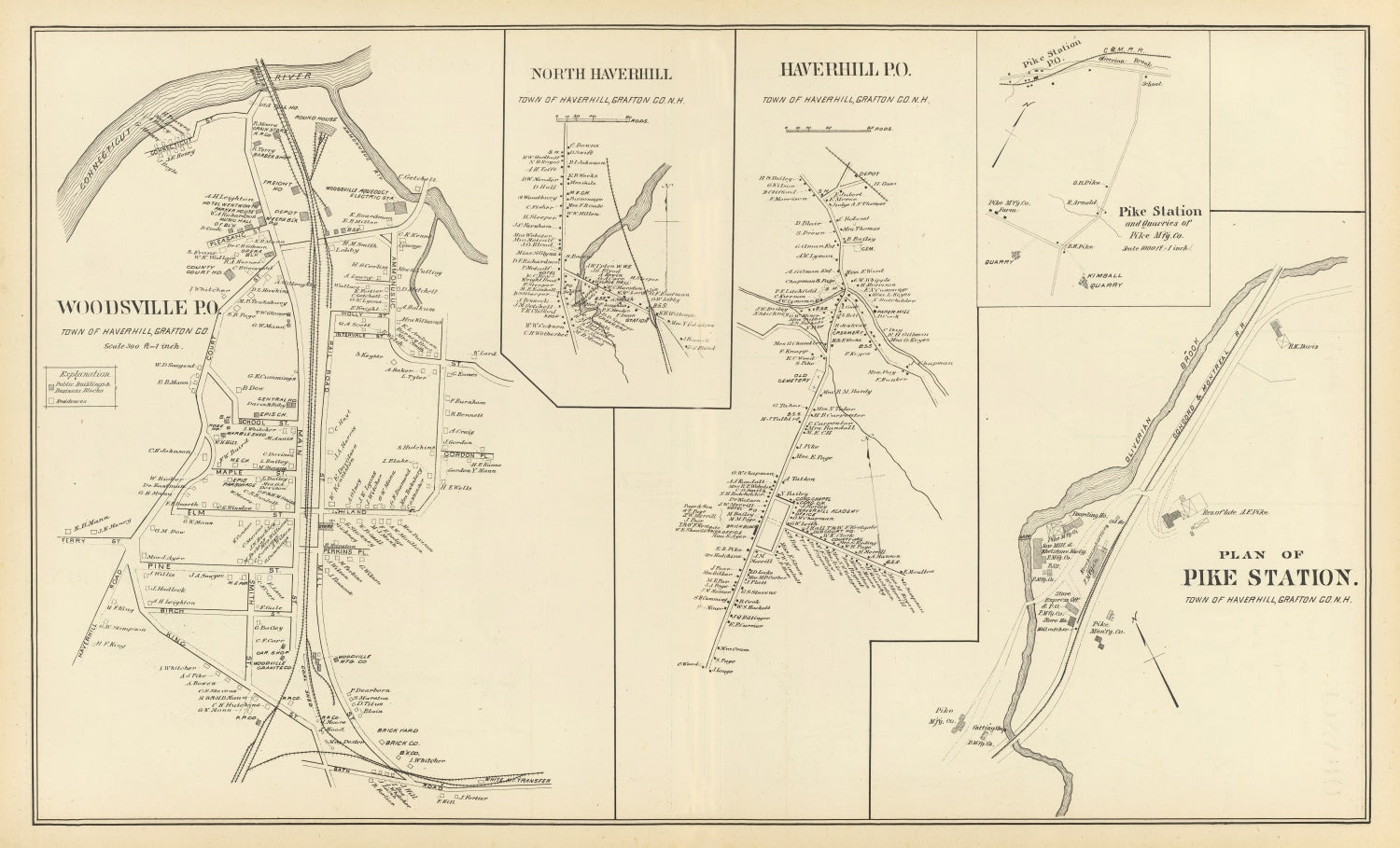 Vintage Map of Haverhill, New Hampshire 1892