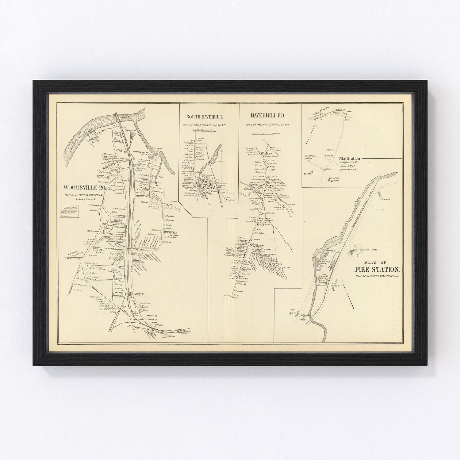 Vintage Map of Haverhill, New Hampshire 1892