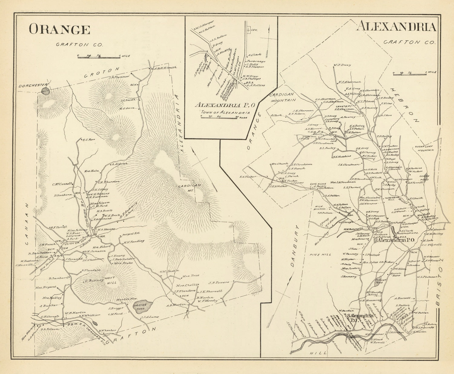 Vintage Map of Alexandria, New Hampshire 1892