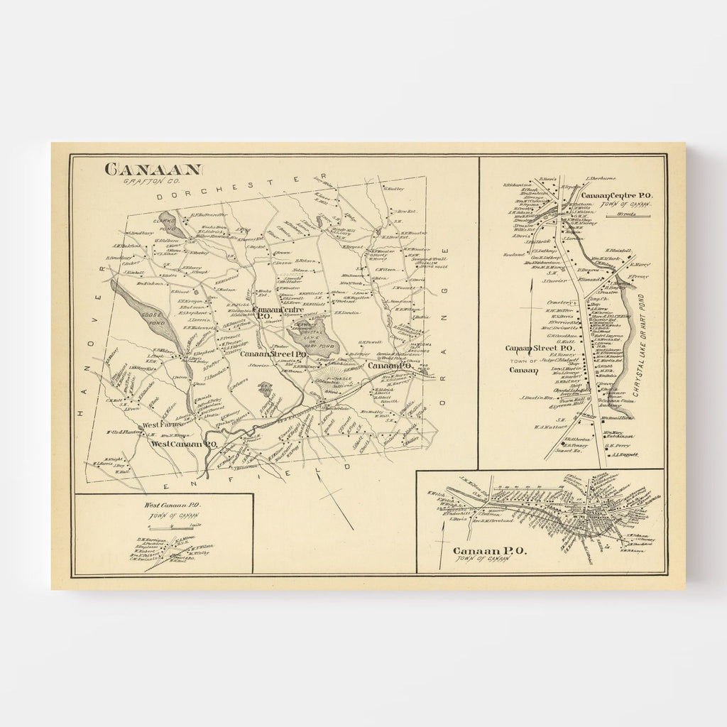 Vintage Map of Canaan, New Hampshire 1892
