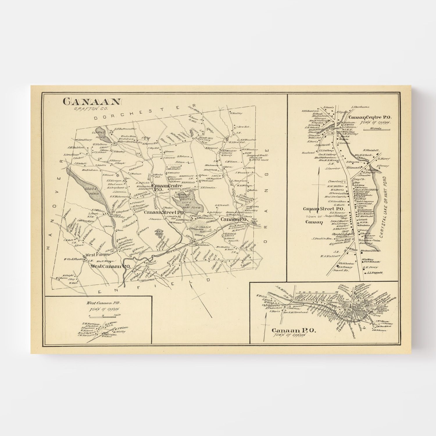 Vintage Map of Canaan, New Hampshire 1892