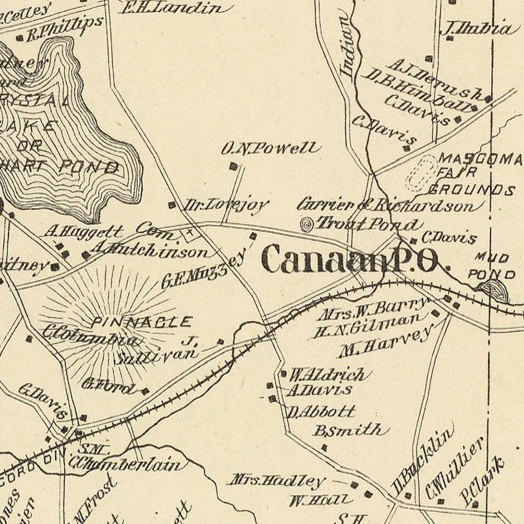 Vintage Map of Canaan, New Hampshire 1892