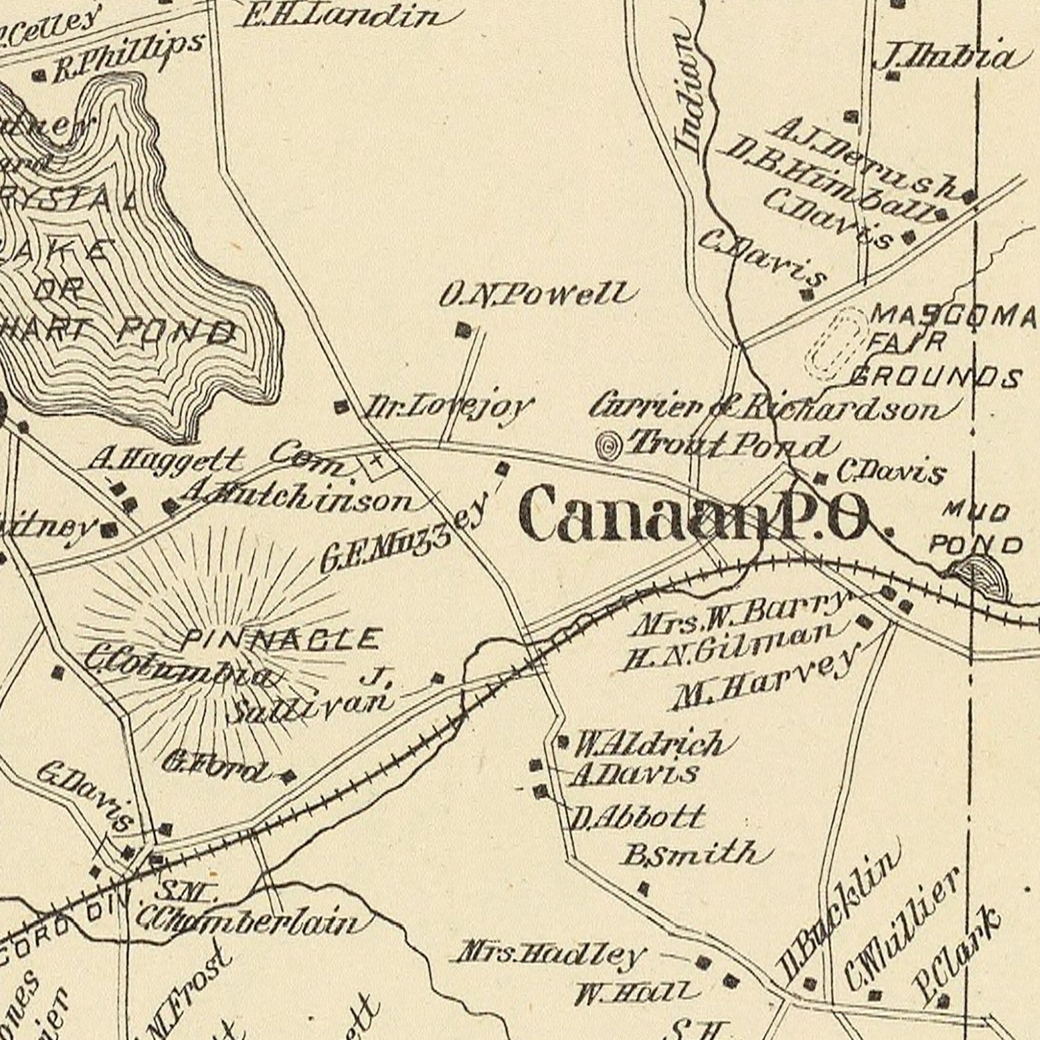 Vintage Map of Canaan, New Hampshire 1892