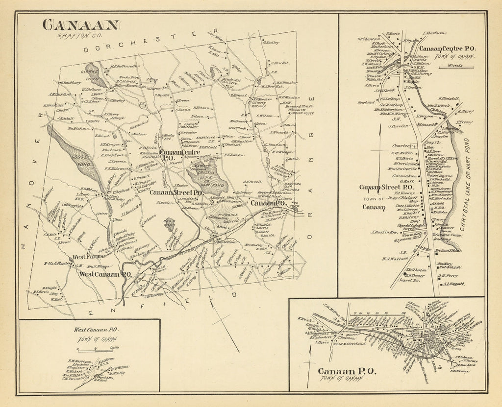 Vintage Map of Canaan, New Hampshire 1892