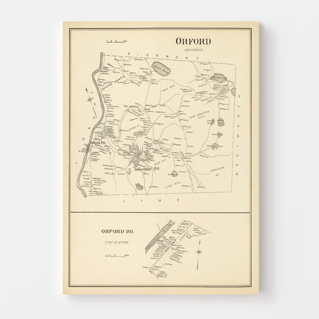 Vintage Map of Orford, New Hampshire 1892