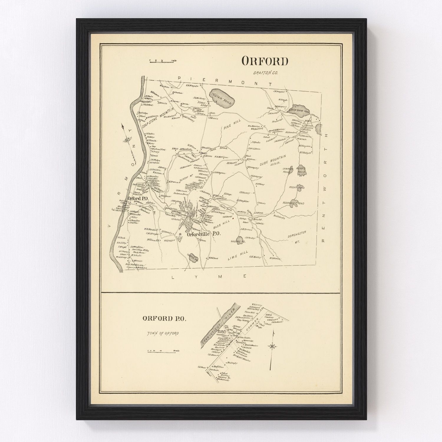 Vintage Map of Orford, New Hampshire 1892