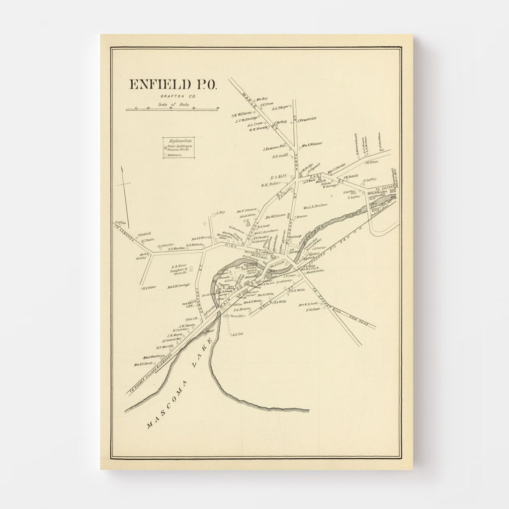Vintage Map of Enfield, New Hampshire 1892