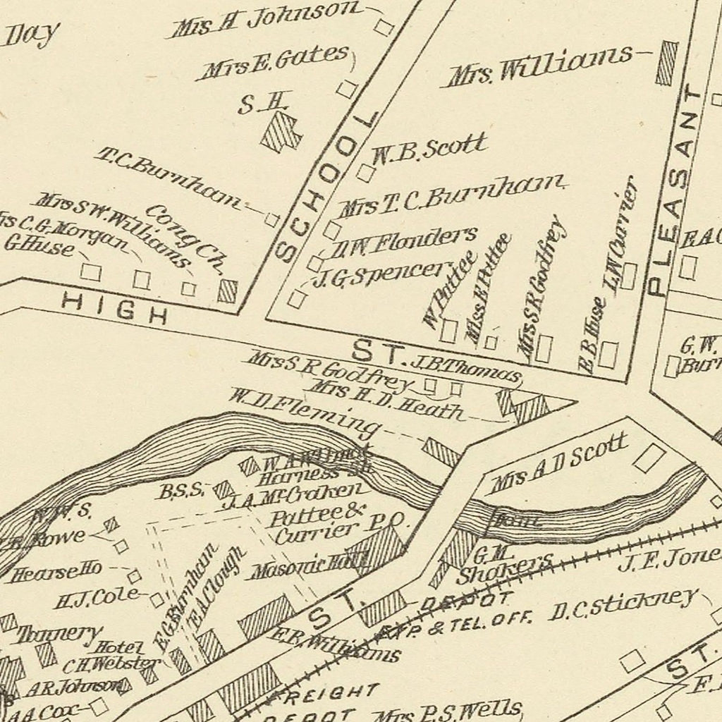 Vintage Map of Enfield, New Hampshire 1892