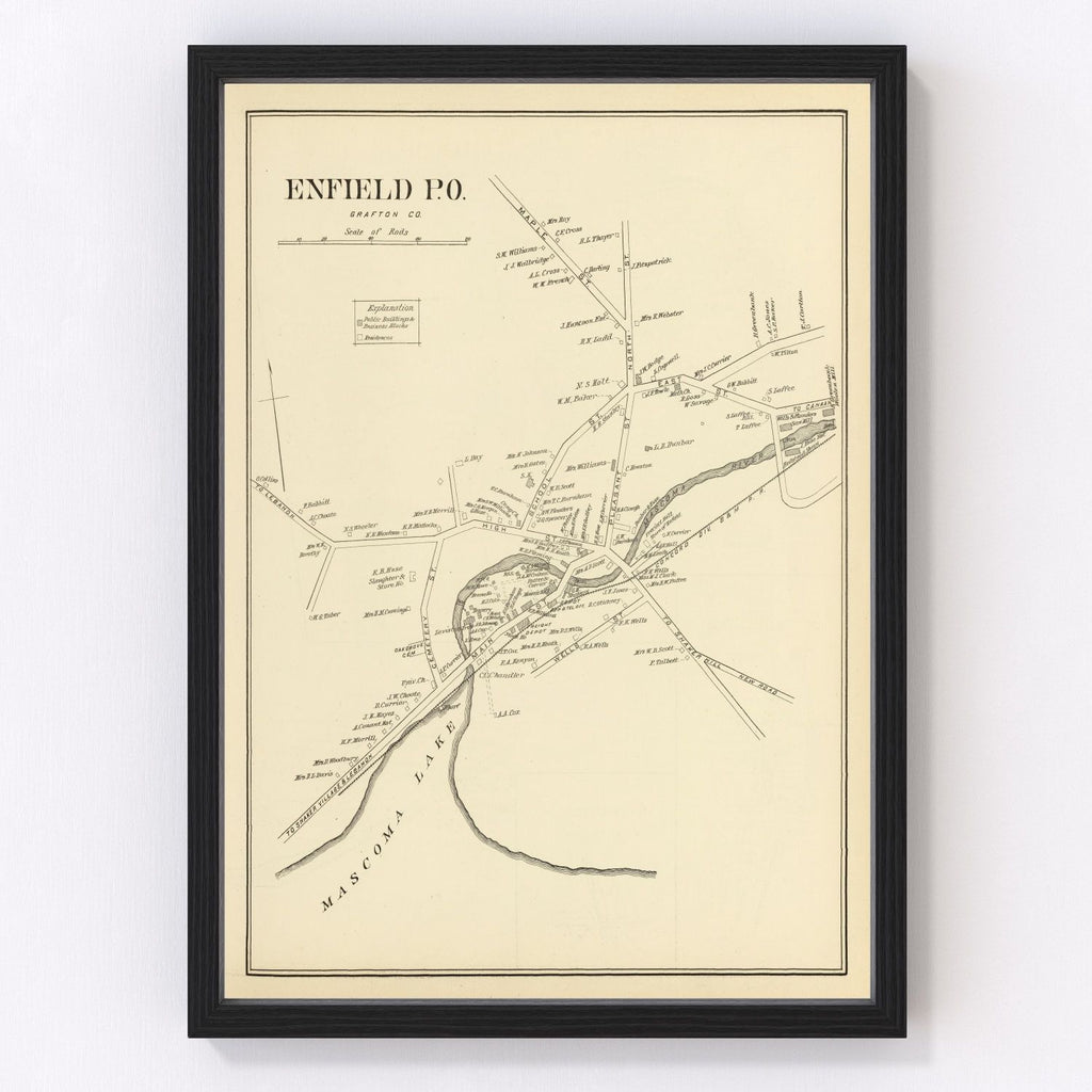 Vintage Map of Enfield, New Hampshire 1892