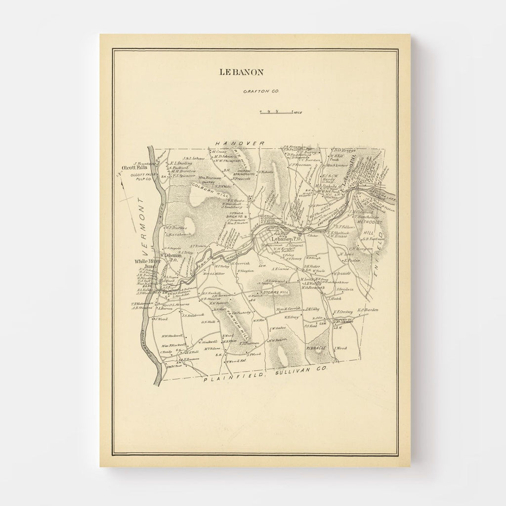 Vintage Map of Lebanon, New Hampshire 1892