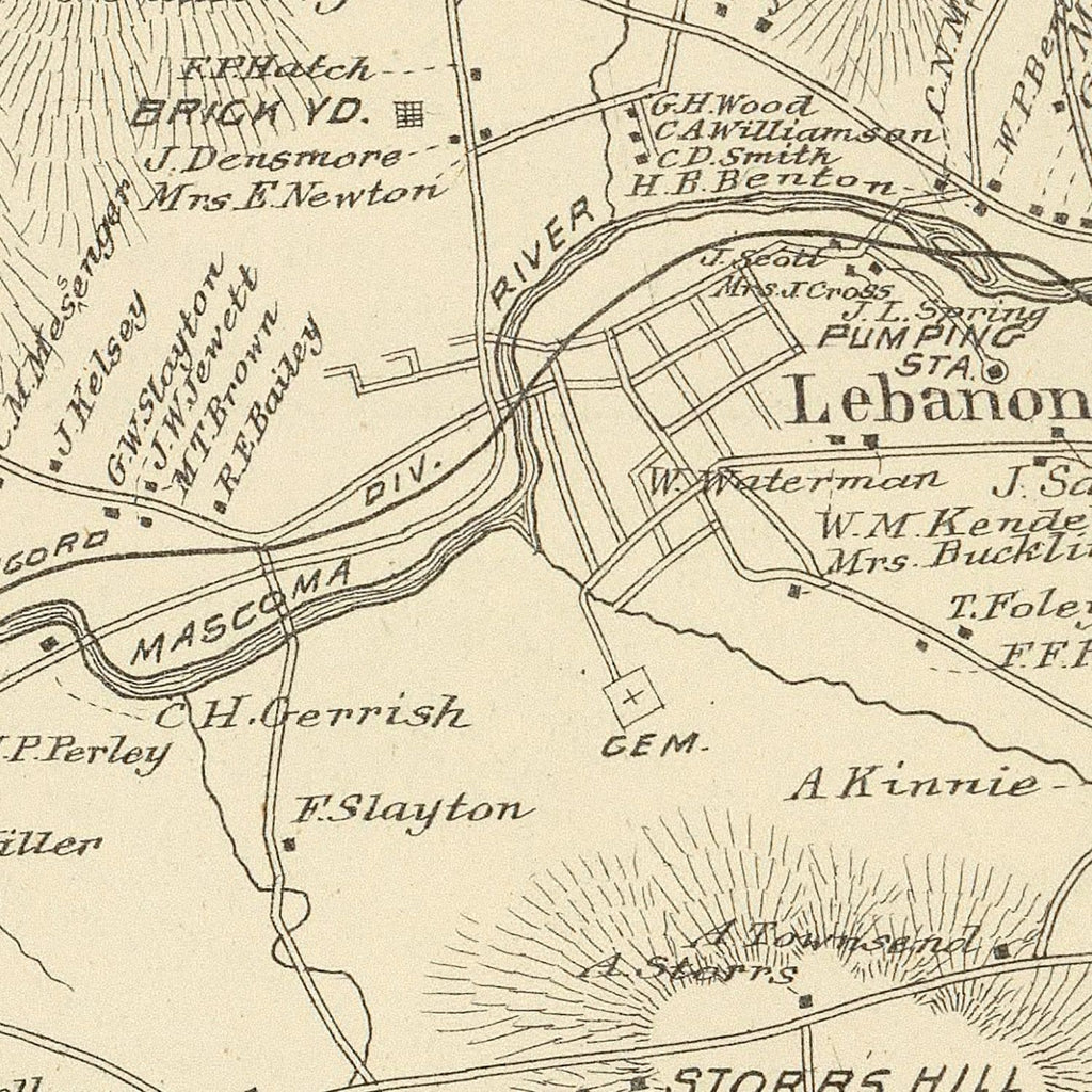 Vintage Map of Lebanon, New Hampshire 1892