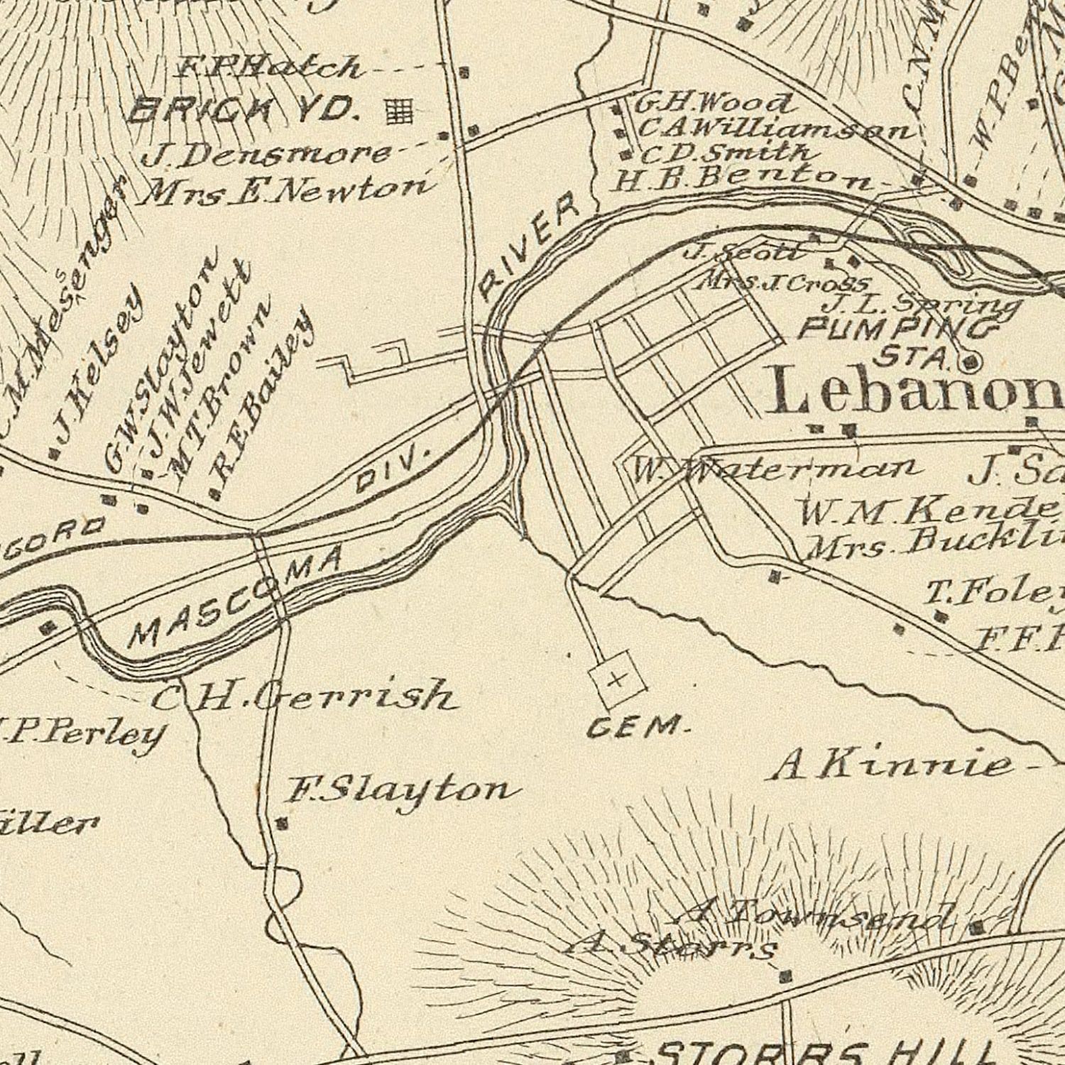Vintage Map of Lebanon, New Hampshire 1892