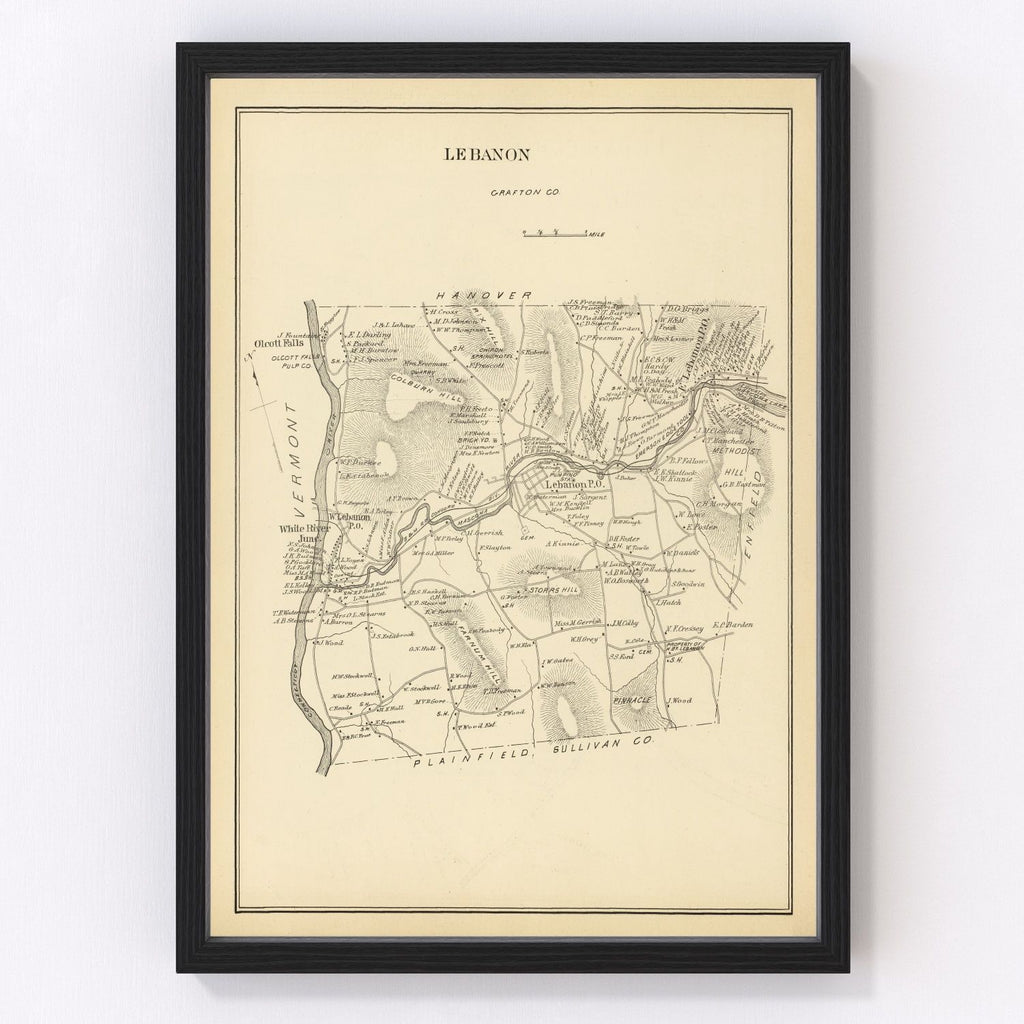 Vintage Map of Lebanon, New Hampshire 1892
