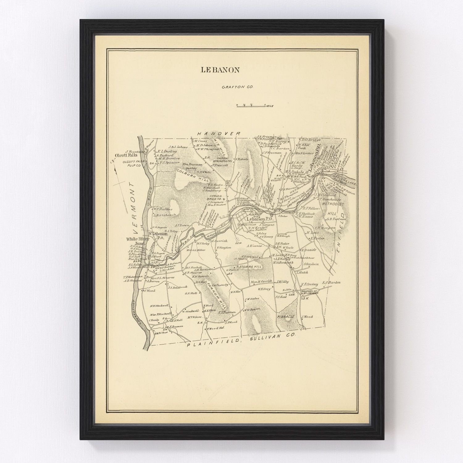 Vintage Map of Lebanon, New Hampshire 1892