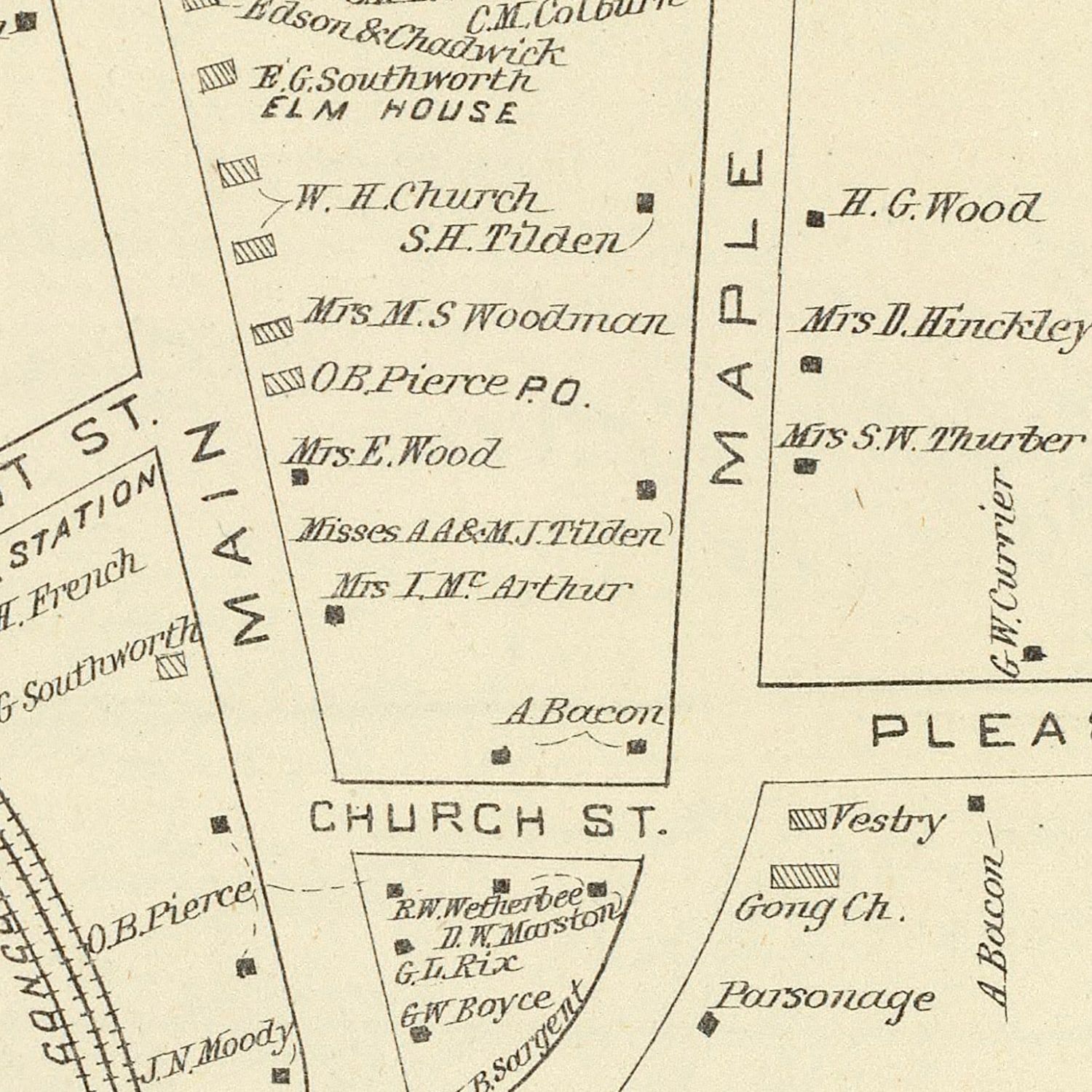 Vintage Map of West Lebanon, New Hampshire 1892