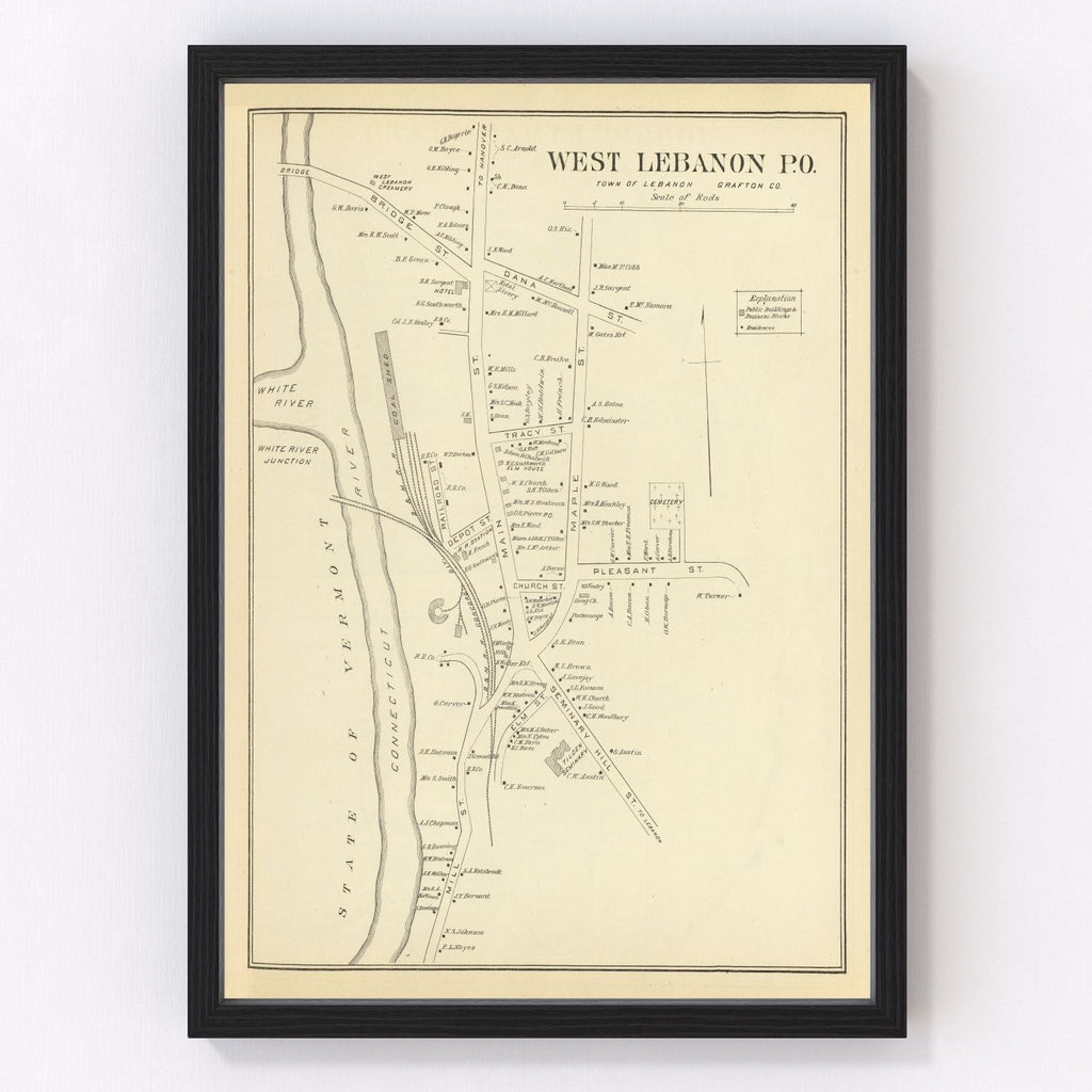 Vintage Map of West Lebanon, New Hampshire 1892