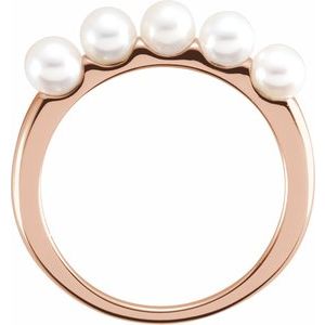 14K Rose Gold Cultured White Freshwater Pearl Ring