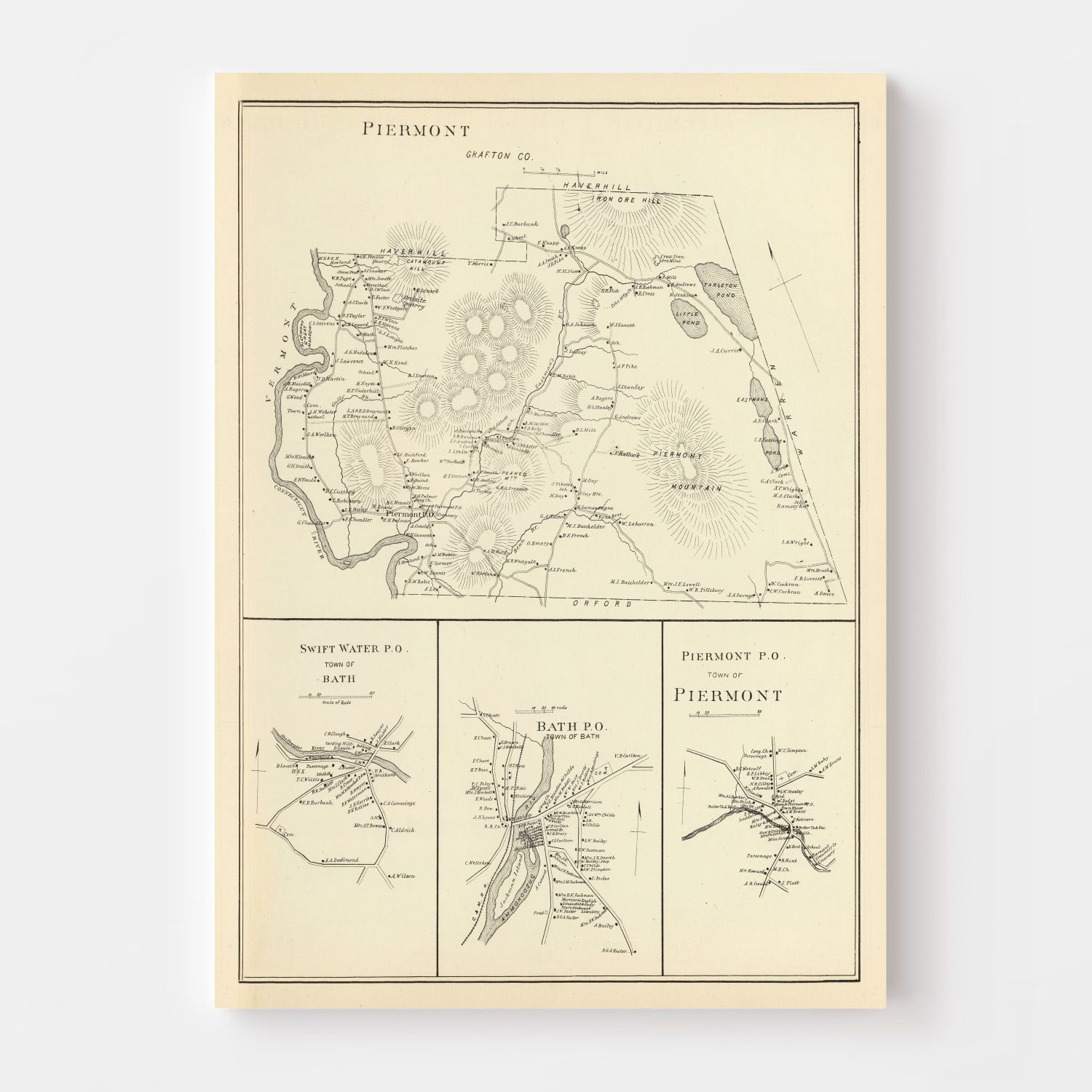 Vintage Map of Piermont, New Hampshire 1892